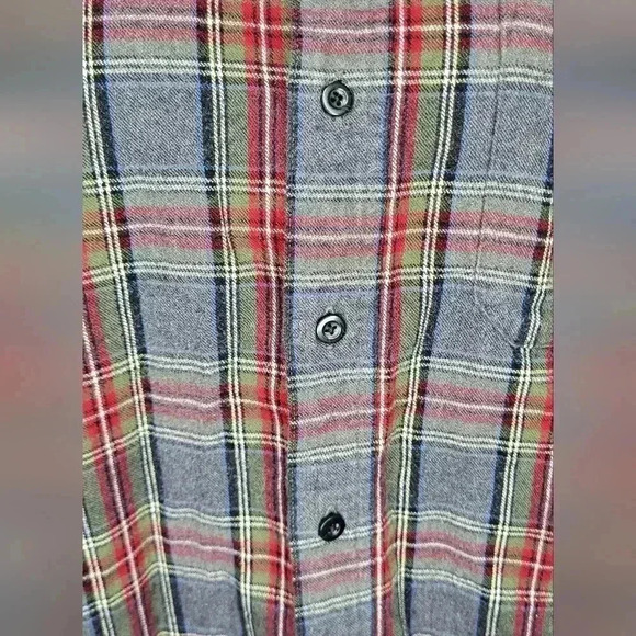 LL BEAN Scotch Gray Plaid Flannel Shirt Traditional Fit Mens Sz M Long Sleeve - Picture 2 of 9
